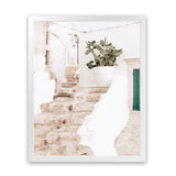 Shop Ostuni Laneway II Photo Art Print-Amalfi Coast Italy, Boho, Botanicals, Coastal, Neutrals, Photography, Pink, Portrait, View All-framed poster wall decor artwork
