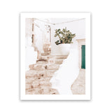 Shop Ostuni Laneway II Photo Art Print-Amalfi Coast Italy, Boho, Botanicals, Coastal, Neutrals, Photography, Pink, Portrait, View All-framed poster wall decor artwork