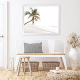 Shop Ocean Palm Tree Photo Art Print-Boho, Coastal, Green, Landscape, Photography, Tropical, View All, White-framed poster wall decor artwork