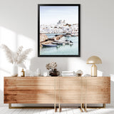 Shop Grecian Port I Photo Art Print-Blue, Coastal, Greece, Green, Photography, Portrait, Tropical, View All-framed poster wall decor artwork