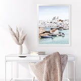 Shop Grecian Port I Photo Art Print-Blue, Coastal, Greece, Green, Photography, Portrait, Tropical, View All-framed poster wall decor artwork
