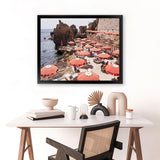 Shop Italian Sea Baths I Photo Art Print-Amalfi Coast Italy, Brown, Coastal, Landscape, Orange, Photography, Tropical, View All-framed poster wall decor artwork