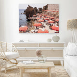 Shop Italian Sea Baths I Photo Canvas Art Print-Amalfi Coast Italy, Boho, Brown, Coastal, Landscape, Orange, Photography, Photography Canvas Prints, Tropical, View All-framed wall decor artwork