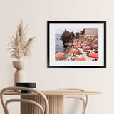 Shop Italian Sea Baths I Photo Art Print-Amalfi Coast Italy, Brown, Coastal, Landscape, Orange, Photography, Tropical, View All-framed poster wall decor artwork
