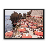 Shop Italian Sea Baths I Photo Canvas Art Print-Amalfi Coast Italy, Boho, Brown, Coastal, Landscape, Orange, Photography, Photography Canvas Prints, Tropical, View All-framed wall decor artwork