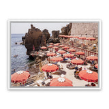 Shop Italian Sea Baths I Photo Canvas Art Print-Amalfi Coast Italy, Boho, Brown, Coastal, Landscape, Orange, Photography, Photography Canvas Prints, Tropical, View All-framed wall decor artwork