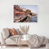 Shop Italian Sea Baths II Photo Canvas Art Print-Amalfi Coast Italy, Blue, Boho, Brown, Coastal, Landscape, Orange, Photography, Photography Canvas Prints, Tropical, View All-framed wall decor artwork