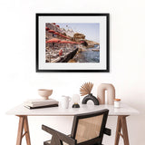 Shop Italian Sea Baths II Photo Art Print-Amalfi Coast Italy, Blue, Brown, Coastal, Landscape, Orange, Photography, Tropical, View All-framed poster wall decor artwork