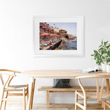 Shop Italian Sea Baths II Photo Art Print-Amalfi Coast Italy, Blue, Brown, Coastal, Landscape, Orange, Photography, Tropical, View All-framed poster wall decor artwork