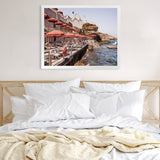 Shop Italian Sea Baths II Photo Art Print-Amalfi Coast Italy, Blue, Brown, Coastal, Landscape, Orange, Photography, Tropical, View All-framed poster wall decor artwork