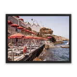 Shop Italian Sea Baths II Photo Canvas Art Print-Amalfi Coast Italy, Blue, Boho, Brown, Coastal, Landscape, Orange, Photography, Photography Canvas Prints, Tropical, View All-framed wall decor artwork