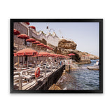Shop Italian Sea Baths II Photo Art Print-Amalfi Coast Italy, Blue, Brown, Coastal, Landscape, Orange, Photography, Tropical, View All-framed poster wall decor artwork