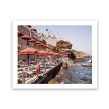 Shop Italian Sea Baths II Photo Art Print-Amalfi Coast Italy, Blue, Brown, Coastal, Landscape, Orange, Photography, Tropical, View All-framed poster wall decor artwork