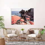 Shop Italian Sea Baths III Photo Canvas Art Print-Amalfi Coast Italy, Blue, Boho, Brown, Coastal, Landscape, Orange, Photography, Photography Canvas Prints, Tropical, View All-framed wall decor artwork