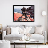 Shop Italian Sea Baths III Photo Art Print-Amalfi Coast Italy, Blue, Brown, Coastal, Landscape, Orange, Photography, Tropical, View All-framed poster wall decor artwork