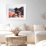 Shop Italian Sea Baths III Photo Art Print-Amalfi Coast Italy, Blue, Brown, Coastal, Landscape, Orange, Photography, Tropical, View All-framed poster wall decor artwork