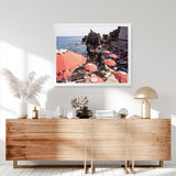 Shop Italian Sea Baths III Photo Art Print-Amalfi Coast Italy, Blue, Brown, Coastal, Landscape, Orange, Photography, Tropical, View All-framed poster wall decor artwork