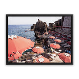 Shop Italian Sea Baths III Photo Canvas Art Print-Amalfi Coast Italy, Blue, Boho, Brown, Coastal, Landscape, Orange, Photography, Photography Canvas Prints, Tropical, View All-framed wall decor artwork
