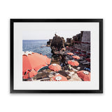 Shop Italian Sea Baths III Photo Art Print-Amalfi Coast Italy, Blue, Brown, Coastal, Landscape, Orange, Photography, Tropical, View All-framed poster wall decor artwork