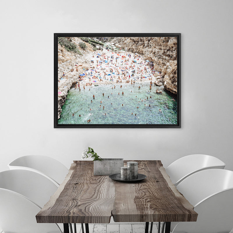 Shop Polignano A Mare From Above I Photo Canvas Art Print-Amalfi Coast Italy, Blue, Brown, Coastal, Green, Landscape, People, Photography, Photography Canvas Prints, View All-framed wall decor artwork