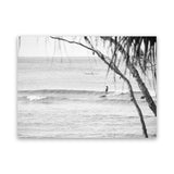 Shop Surfing At Noosa Photo Canvas Art Print-Black, Boho, Coastal, Grey, Landscape, Photography, Photography Canvas Prints, Tropical, View All, White-framed wall decor artwork