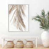 Shop Dried Palm Leaf II Photo Canvas Art Print-Boho, Brown, Coastal, Neutrals, Photography, Photography Canvas Prints, Portrait, Tropical, View All, White-framed wall decor artwork