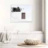 Shop White Spanish Church Photo Art Print-Boho, Greece, Horizontal, Landscape, Photography, Rectangle, View All, White-framed poster wall decor artwork