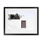 Shop White Spanish Church Photo Art Print-Boho, Greece, Horizontal, Landscape, Photography, Rectangle, View All, White-framed poster wall decor artwork