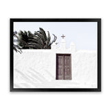 Shop White Spanish Church Photo Art Print-Boho, Greece, Horizontal, Landscape, Photography, Rectangle, View All, White-framed poster wall decor artwork