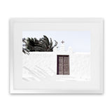 Shop White Spanish Church Photo Art Print-Boho, Greece, Horizontal, Landscape, Photography, Rectangle, View All, White-framed poster wall decor artwork