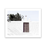 Shop White Spanish Church Photo Art Print-Boho, Greece, Horizontal, Landscape, Photography, Rectangle, View All, White-framed poster wall decor artwork
