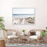 Shop Beach Path I Photo Canvas Art Print-Brown, Coastal, Horizontal, Landscape, Neutrals, Photography, Photography Canvas Prints, Rectangle, View All, White-framed wall decor artwork