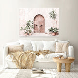 Shop Pink Villa Photo Canvas Art Print-Boho, Coastal, Landscape, Moroccan Days, Photography, Photography Canvas Prints, Pink, View All-framed wall decor artwork