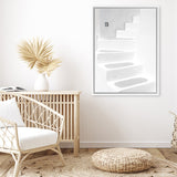 Shop Santorini White Steps I Photo Canvas Art Print-Coastal, Greece, Photography, Photography Canvas Prints, Portrait, View All, White-framed wall decor artwork