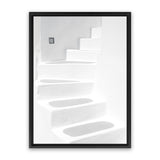 Shop Santorini White Steps I Photo Canvas Art Print-Coastal, Greece, Photography, Photography Canvas Prints, Portrait, View All, White-framed wall decor artwork