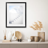 Shop Santorini White Steps II Photo Art Print-Amalfi Coast Italy, Coastal, Greece, Photography, Portrait, View All, White-framed poster wall decor artwork