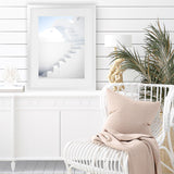 Shop Santorini White Steps II Photo Art Print-Amalfi Coast Italy, Coastal, Greece, Photography, Portrait, View All, White-framed poster wall decor artwork