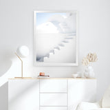 Shop Santorini White Steps II Photo Art Print-Amalfi Coast Italy, Coastal, Greece, Photography, Portrait, View All, White-framed poster wall decor artwork