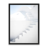Shop Santorini White Steps II Photo Canvas Art Print-Amalfi Coast Italy, Coastal, Greece, Photography, Photography Canvas Prints, Portrait, View All, White-framed wall decor artwork