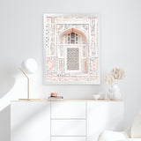 Shop Bohemian Window Photo Art Print-Boho, Moroccan Days, Neutrals, Photography, Pink, Portrait, View All-framed poster wall decor artwork
