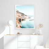 Shop Amalfi Village II Photo Art Print-Amalfi Coast Italy, Blue, Coastal, Green, Orange, Photography, Portrait, View All-framed poster wall decor artwork