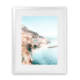 Shop Amalfi Village II Photo Art Print-Amalfi Coast Italy, Blue, Coastal, Green, Orange, Photography, Portrait, View All-framed poster wall decor artwork
