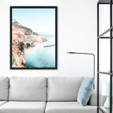 Shop Amalfi Village II Photo Canvas Art Print-Amalfi Coast Italy, Blue, Coastal, Green, Orange, Photography, Photography Canvas Prints, Portrait, View All-framed wall decor artwork