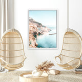 Shop Amalfi Village II Photo Canvas Art Print-Amalfi Coast Italy, Blue, Coastal, Green, Orange, Photography, Photography Canvas Prints, Portrait, View All-framed wall decor artwork