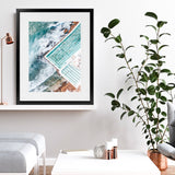 Shop Bondi Pool Aerial I Photo Art Print-Blue, Coastal, Green, Portrait, Tropical, View All-framed poster wall decor artwork