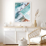 Shop Bondi Pool Aerial I Photo Art Print-Blue, Coastal, Green, Portrait, Tropical, View All-framed poster wall decor artwork