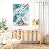 Shop Bondi Pool Aerial I Photo Canvas Art Print-Blue, Coastal, Green, Portrait, Tropical, View All-framed wall decor artwork