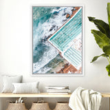 Shop Bondi Pool Aerial I Photo Canvas Art Print-Blue, Coastal, Green, Portrait, Tropical, View All-framed wall decor artwork