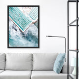 Shop Bondi Pool Aerial II Photo Canvas Art Print-Blue, Coastal, Green, Photography, Photography Canvas Prints, Portrait, Tropical, View All-framed wall decor artwork