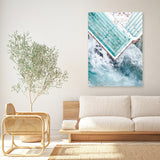Shop Bondi Pool Aerial II Photo Canvas Art Print-Blue, Coastal, Green, Photography, Photography Canvas Prints, Portrait, Tropical, View All-framed wall decor artwork